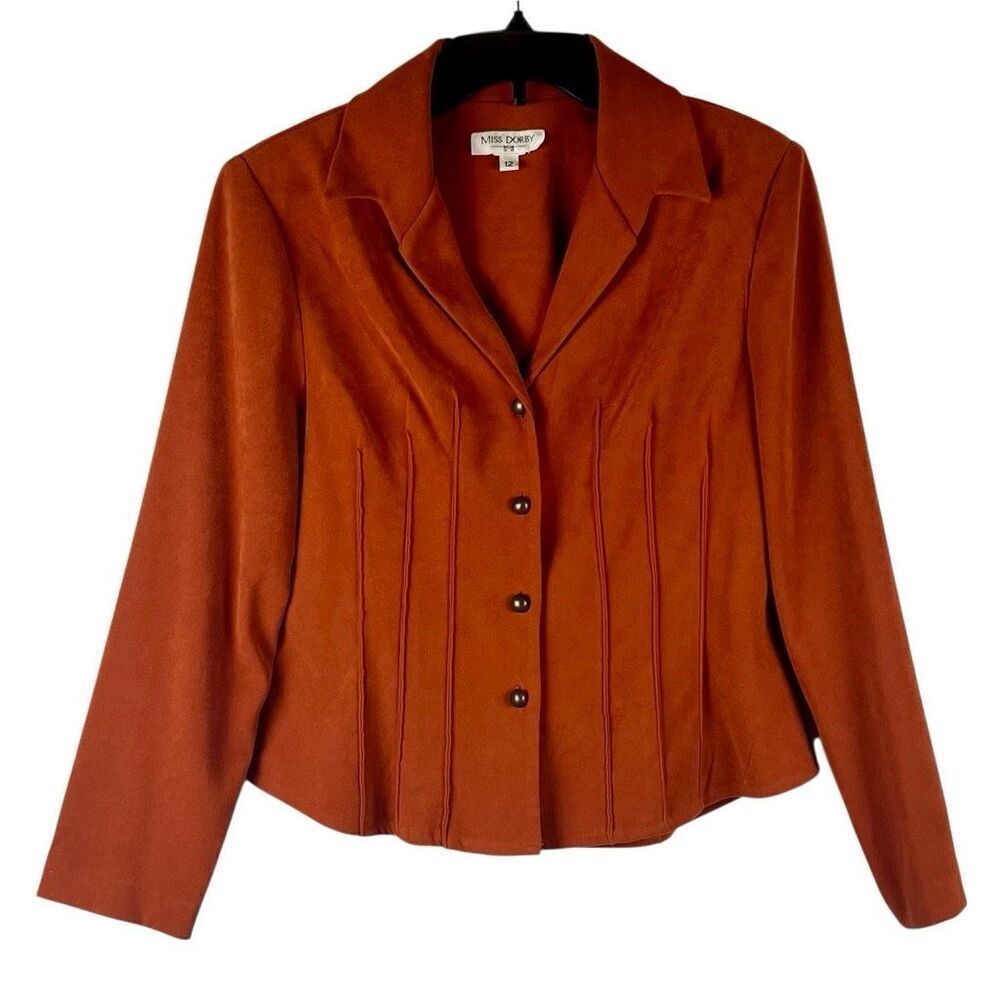 Miss Dorby Vintage Rust Faux Suede Blazer Jacket 12